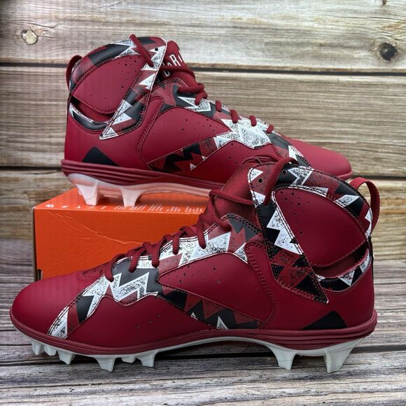 Size 12 Nike Jordan 7 Force Savage PE Oklahoma Football Cleats Red DV7324-661 main image 5